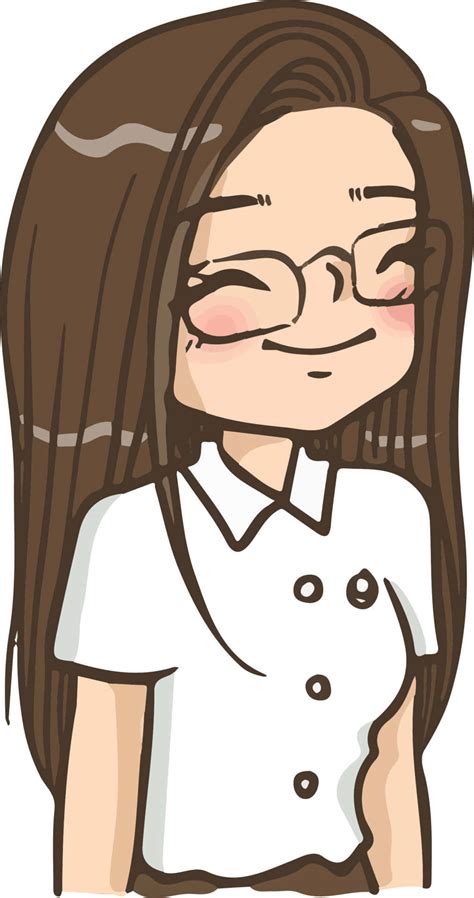 cartoon with girl with glasses|cute cartoon girl with glasses.